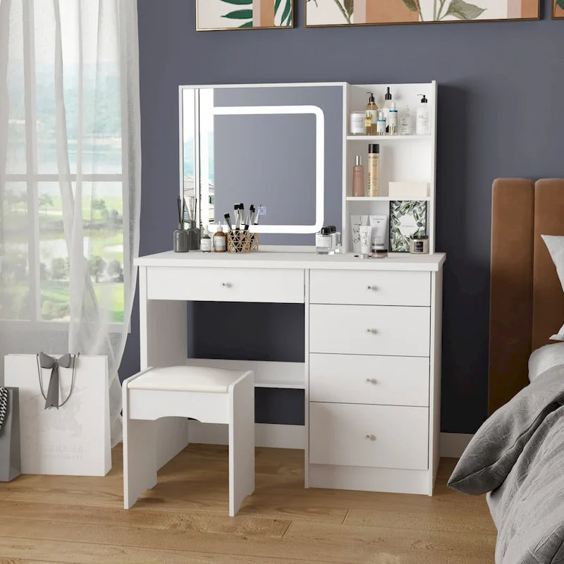 Coiffeuse avec tabouret et miroir