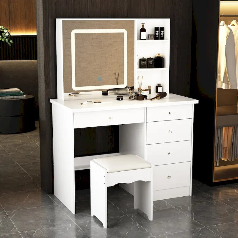 Coiffeuse avec tabouret et miroir