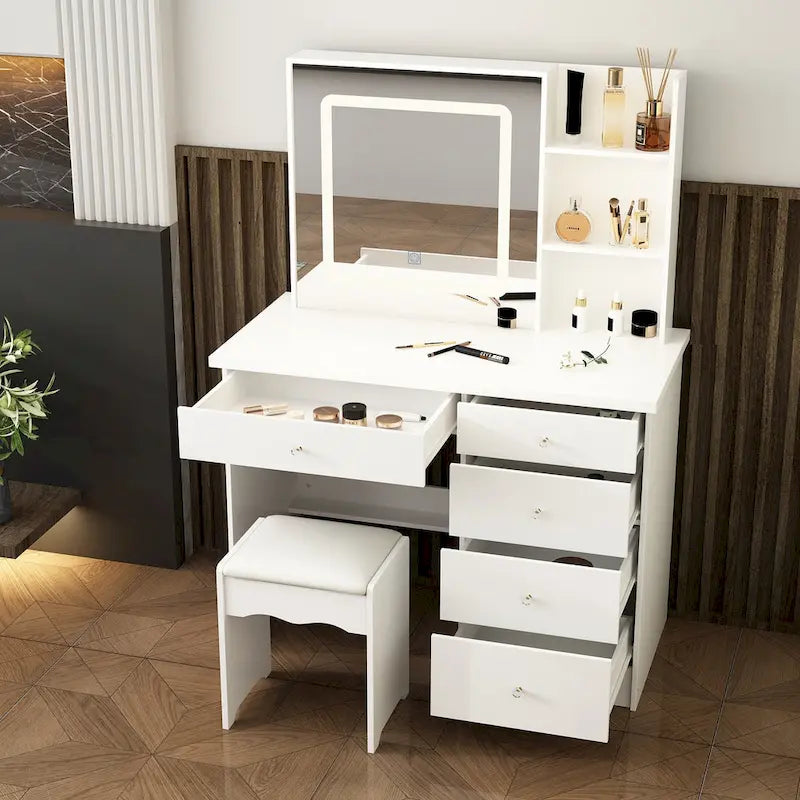 Coiffeuse avec tabouret et miroir