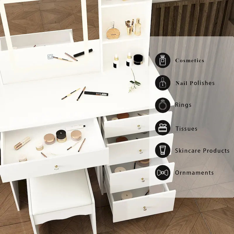 Coiffeuse avec tabouret et miroir