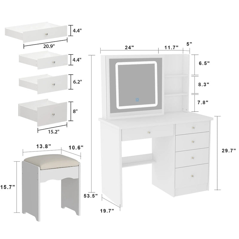Coiffeuse avec tabouret et miroir