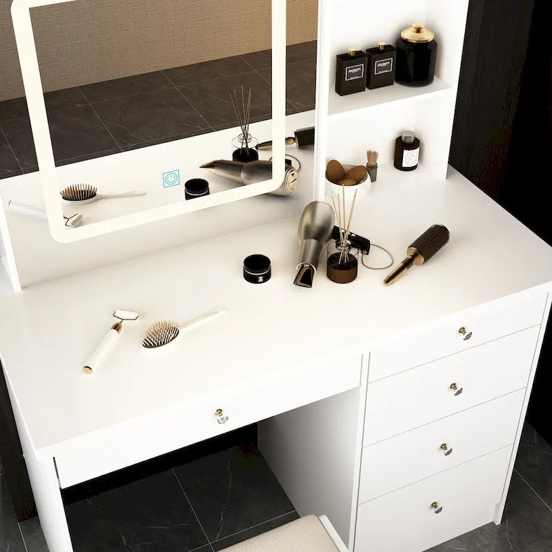 Coiffeuse avec tabouret et miroir