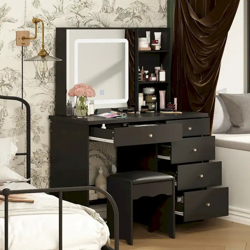 Coiffeuse avec tabouret et miroir
