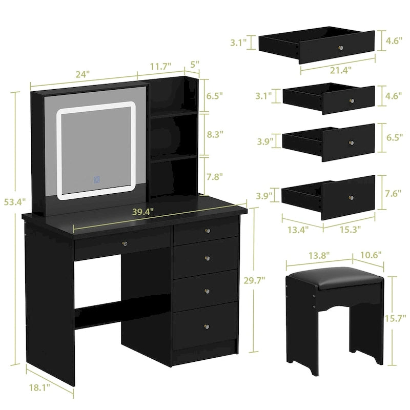 Coiffeuse avec tabouret et miroir