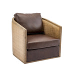 Fauteuil club rond pivotant à 360 degrés en tissu bouclette et cuir