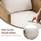 Fauteuil club rond pivotant à 360 degrés en tissu bouclette et cuir