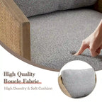 Fauteuil club rond pivotant à 360 degrés en tissu bouclette et cuir