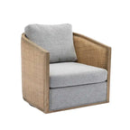 Fauteuil club rond pivotant à 360 degrés en tissu bouclette et cuir