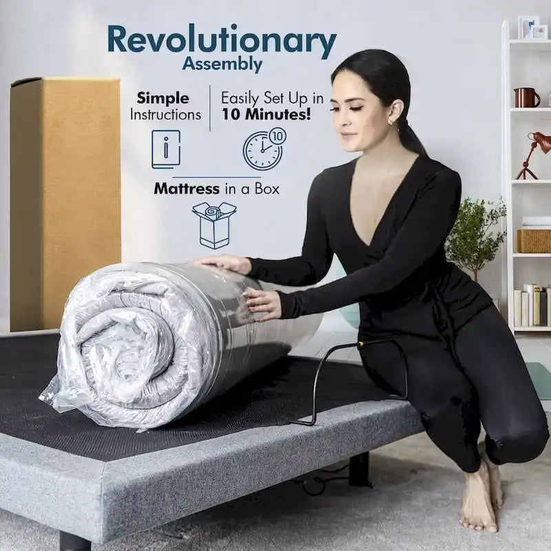 Sommier Réglable Renanim Zero Gravity avec Matelas en Mousse à Mémoire de Forme 12", Double Massage, USB, Éclairage Sous Lit, Télécommande, Contrôle par Application