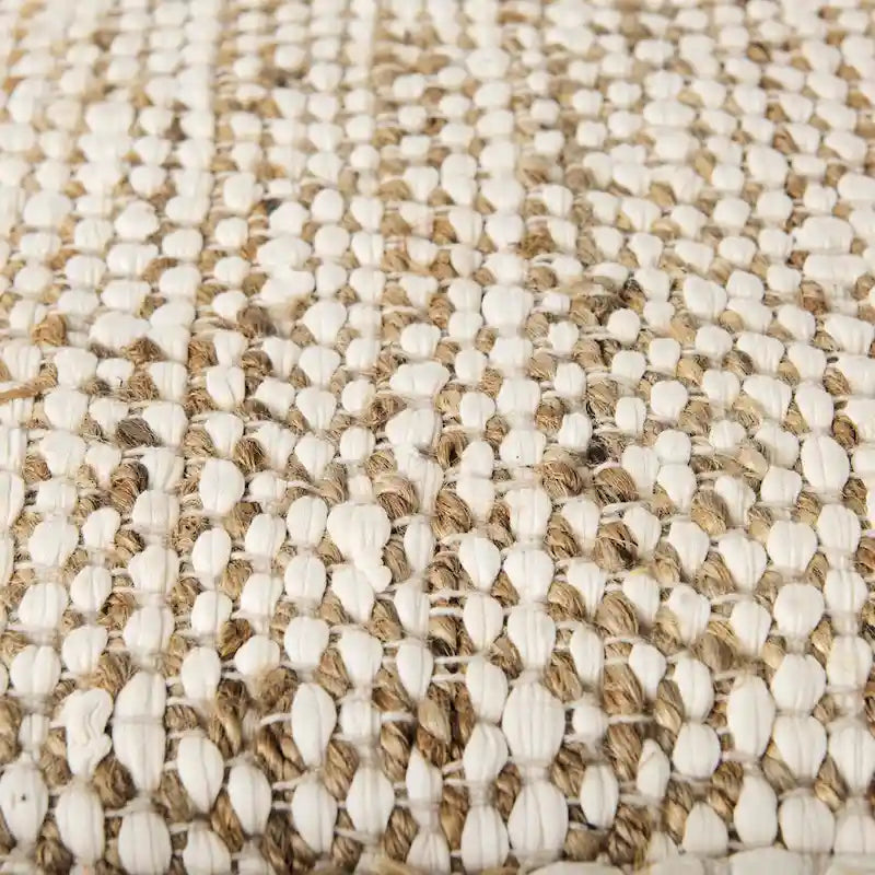 Pouf carré en coton crème et beige