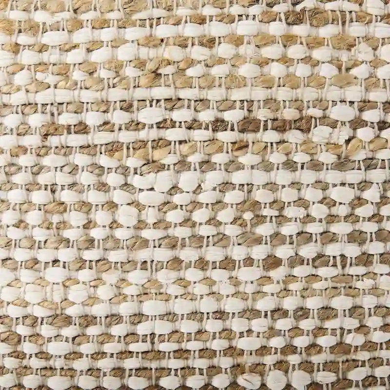 Pouf carré en coton crème et beige
