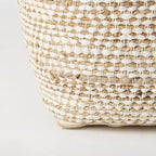 Pouf carré en coton crème et beige