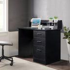 Bureau d'ordinateur en panneau de particules effet bois à trois tiroirs