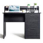 Bureau d'ordinateur en panneau de particules effet bois à trois tiroirs
