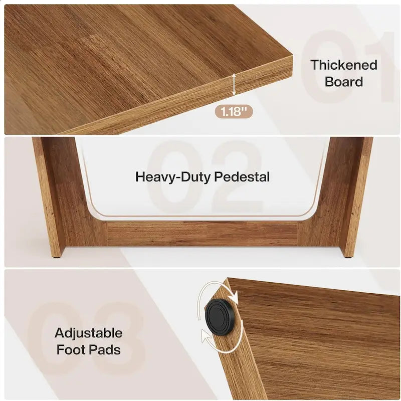 Bureau d'ordinateur exécutif en bois de 70,87 pouces pour bureau à domicile
