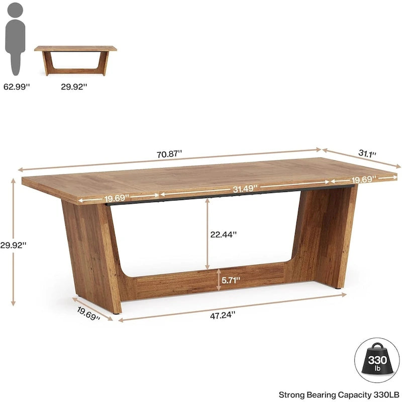 Bureau d'ordinateur exécutif en bois de 70,87 pouces pour bureau à domicile