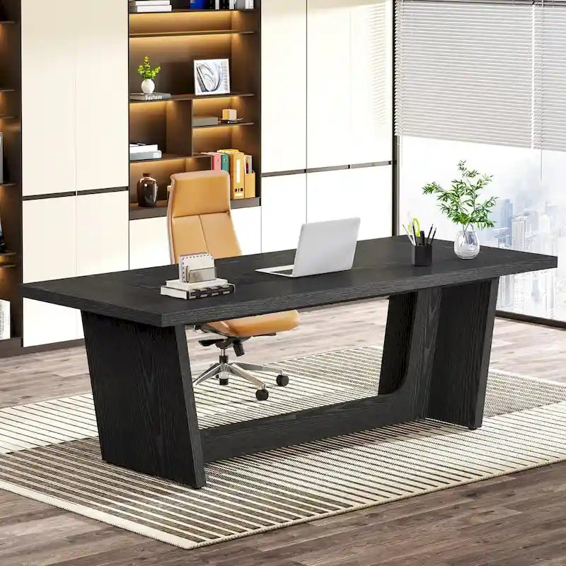 Bureau d'ordinateur exécutif en bois de 70,87 pouces pour bureau à domicile