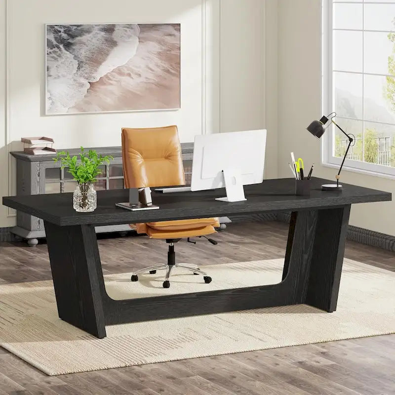 Bureau d'ordinateur exécutif en bois de 70,87 pouces pour bureau à domicile