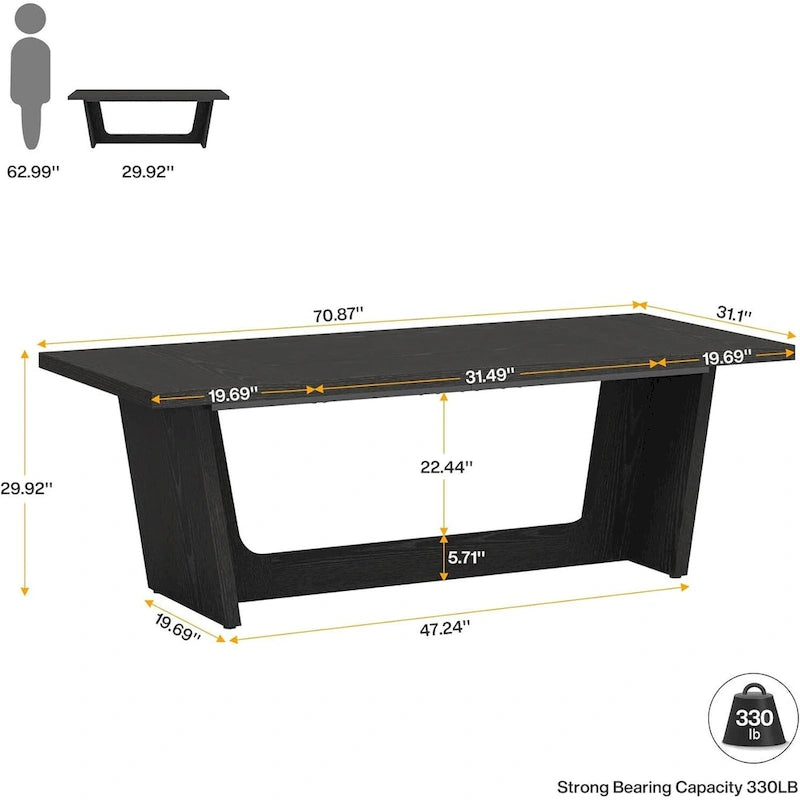 Bureau d'ordinateur exécutif en bois de 70,87 pouces pour bureau à domicile
