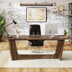 Bureau d'ordinateur exécutif en bois de 70,87 pouces pour bureau à domicile
