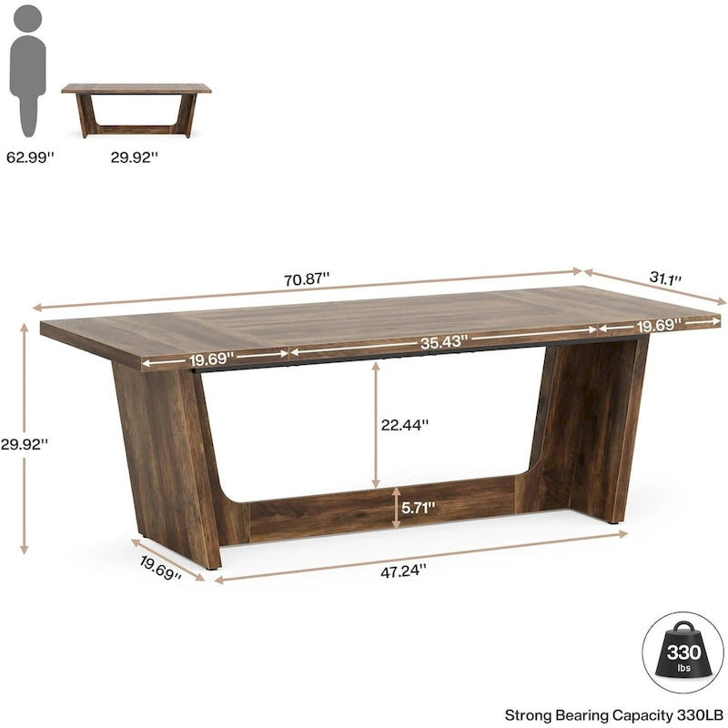 Bureau d'ordinateur exécutif en bois de 70,87 pouces pour bureau à domicile