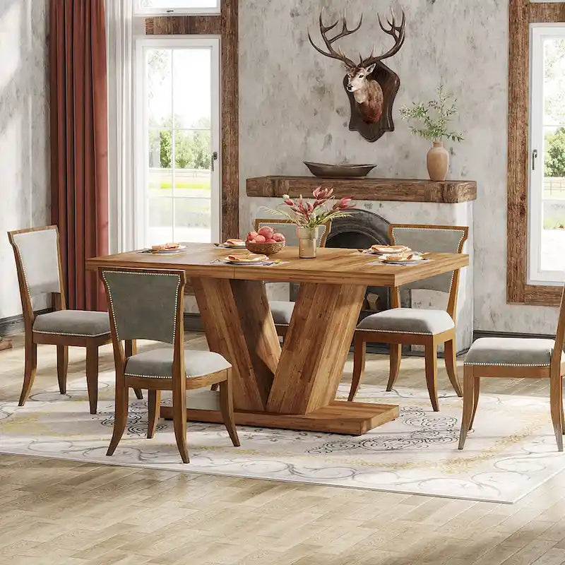 Table à manger rectangulaire 47 de petite taille pour cuisine et salle à manger de style ferme