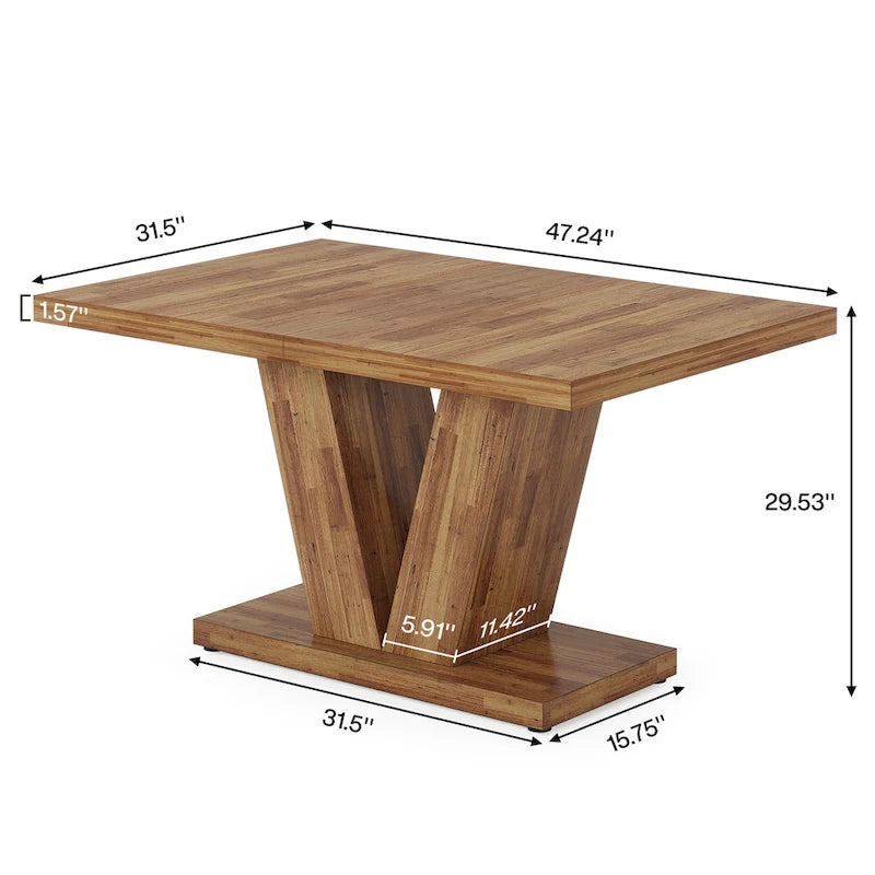 Table à manger rectangulaire 47 de petite taille pour cuisine et salle à manger de style ferme