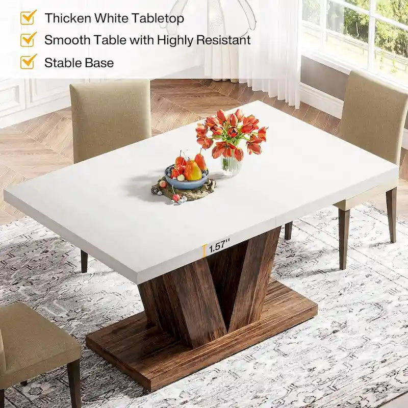 Table à manger rectangulaire 47 de petite taille pour cuisine et salle à manger de style ferme