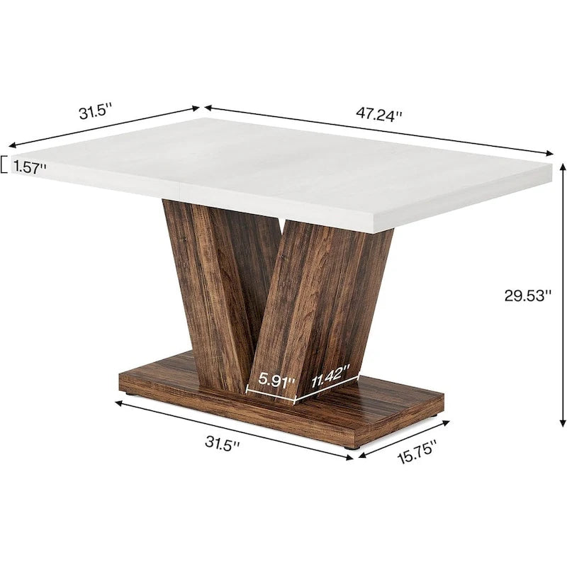 Table à manger rectangulaire 47 de petite taille pour cuisine et salle à manger de style ferme