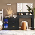 Coiffeuse Maquillage Miroir Lumineux LED Commode 5 Tiroirs Meuble