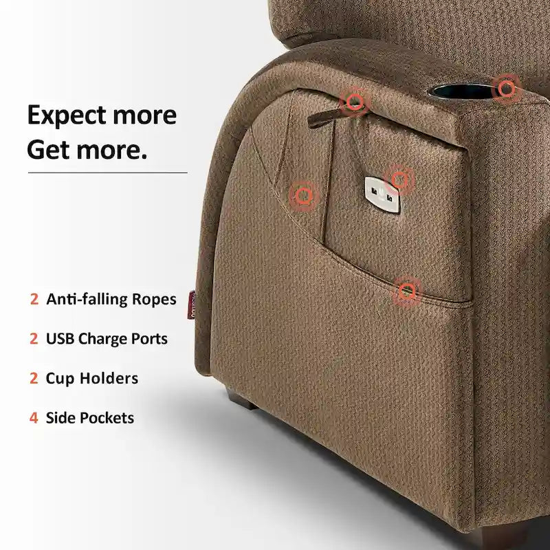Fauteuil inclinable zéro gravité électrique MCombo avec appuie-tête réglable pour salon, tissu ZG334