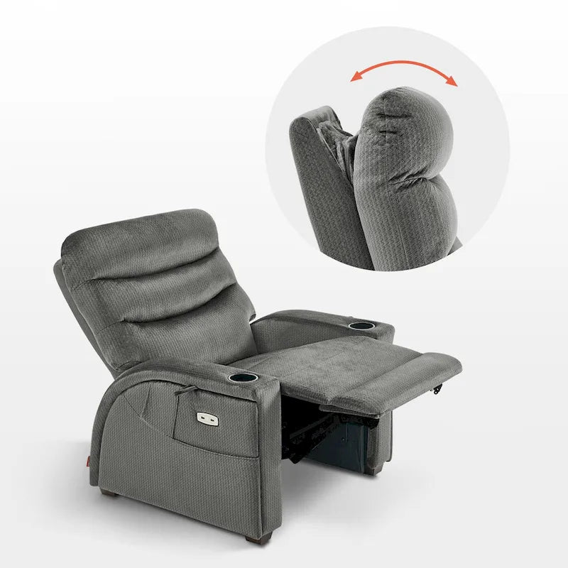 Fauteuil inclinable zéro gravité électrique MCombo avec appuie-tête réglable pour salon, tissu ZG334