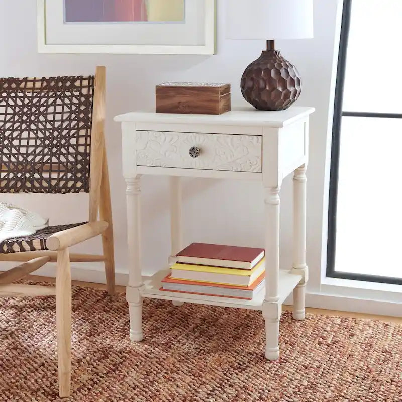 SAFAVIEH Heide 1-Drawer Accent Table - 19 W x 15.8 L x 26 H - 19Wx16Dx26H
