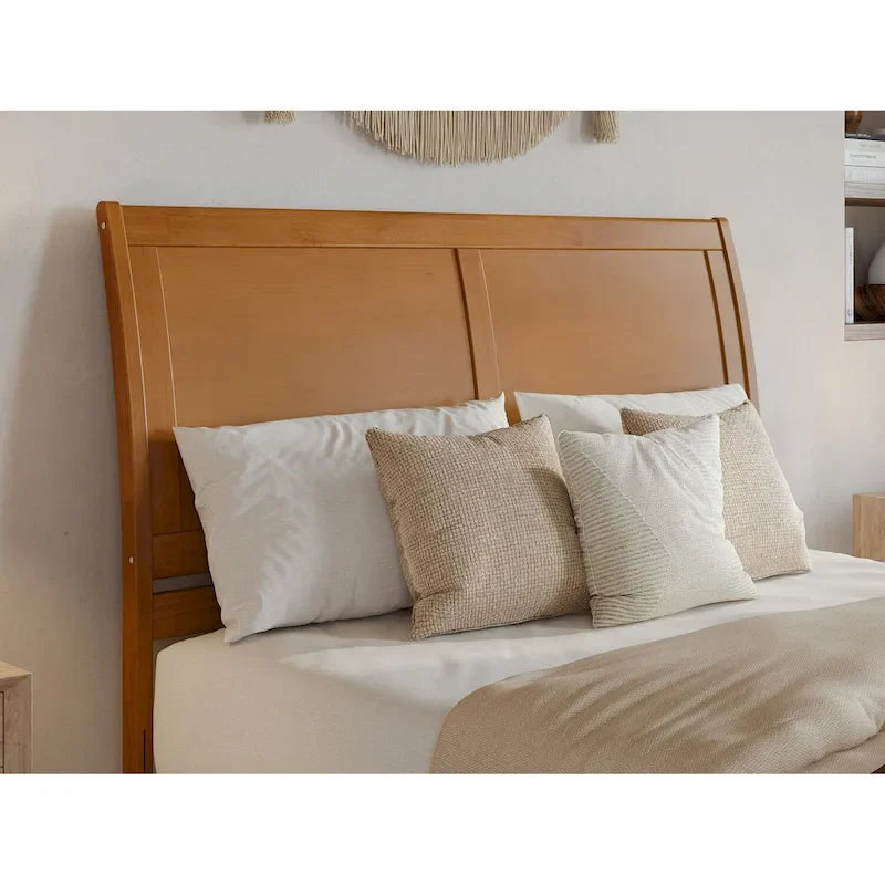 Lit plateforme Andorra avec pied de lit à panneau et lit gigogne double XL