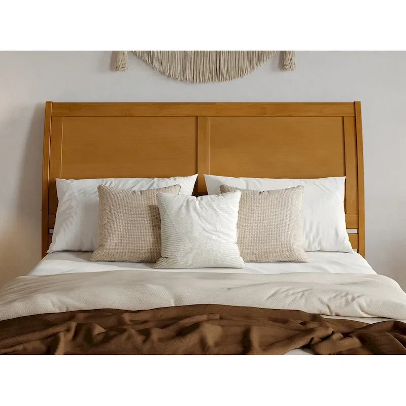 Lit plateforme Andorra avec pied de lit à panneau et lit gigogne double XL