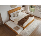 Lit plateforme Andorra avec pied de lit à panneau et lit gigogne double XL
