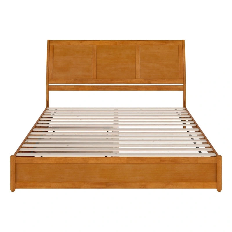 Lit plateforme Andorra avec pied de lit à panneau et lit gigogne double XL