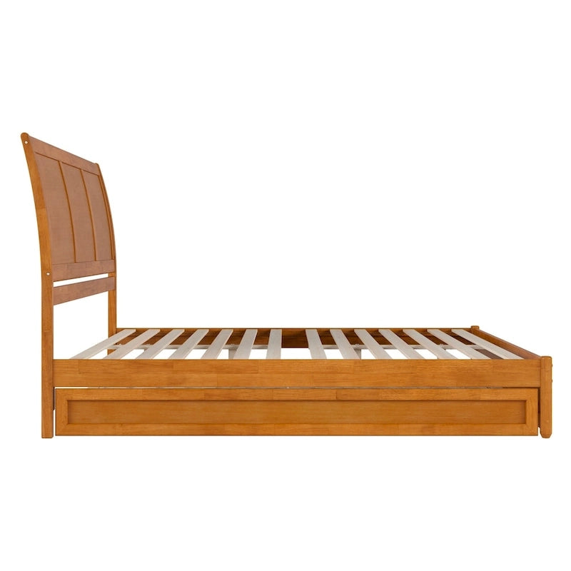 Lit plateforme Andorra avec pied de lit à panneau et lit gigogne double XL