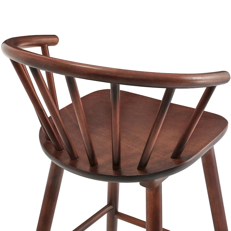 Tabourets de bar hauteur comptoir 61 cm avec cadre en bois massif et dossier à fuseaux pour îlot de cuisine