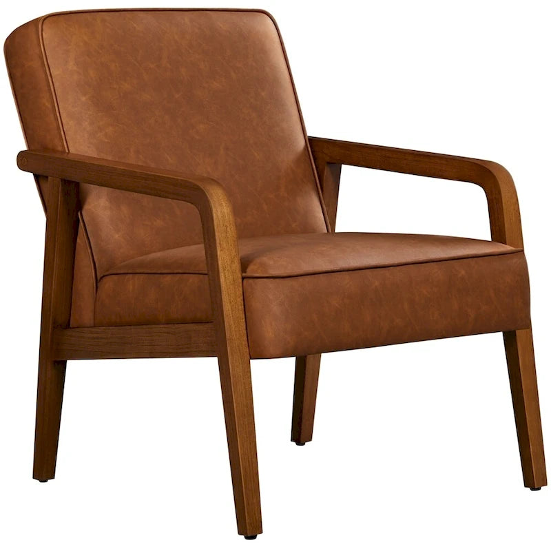 Fauteuil d'appoint rembourré en similicuir moderne