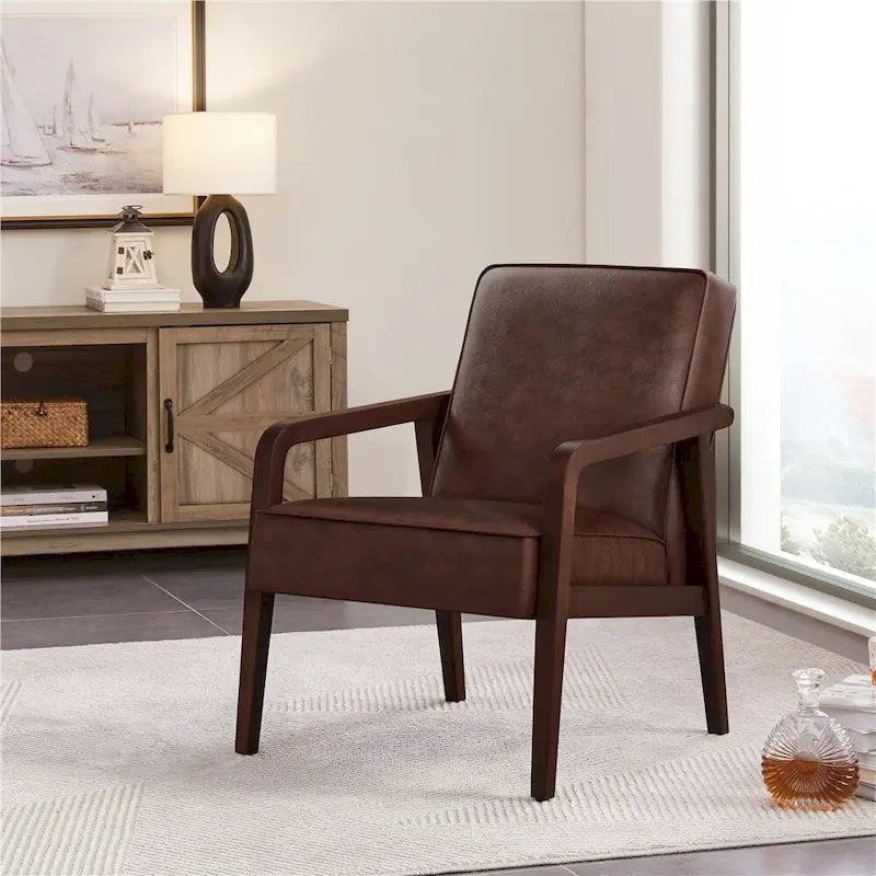 Fauteuil d'appoint rembourré en similicuir moderne