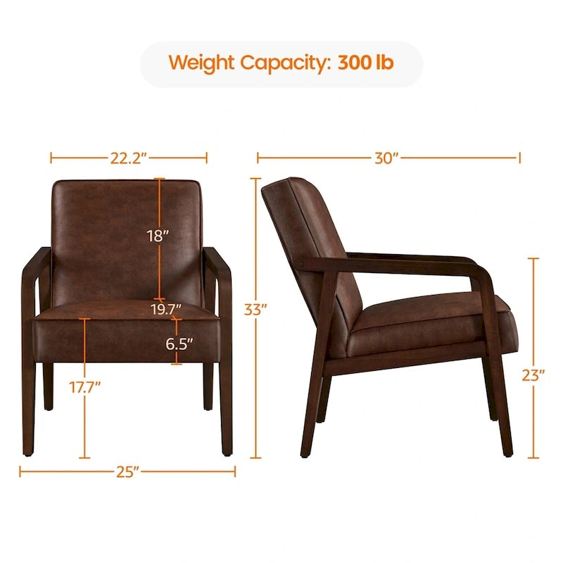 Fauteuil d'appoint rembourré en similicuir moderne