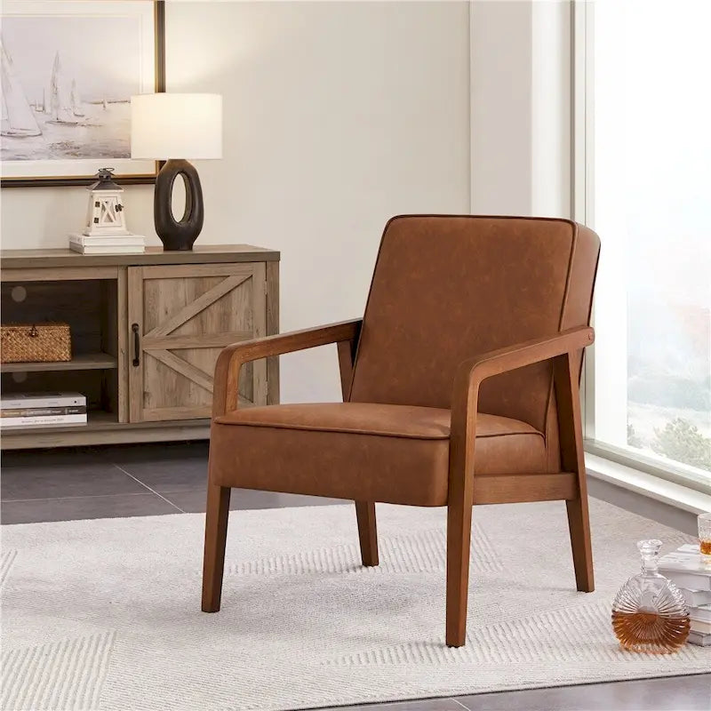 Fauteuil d'appoint rembourré en similicuir moderne