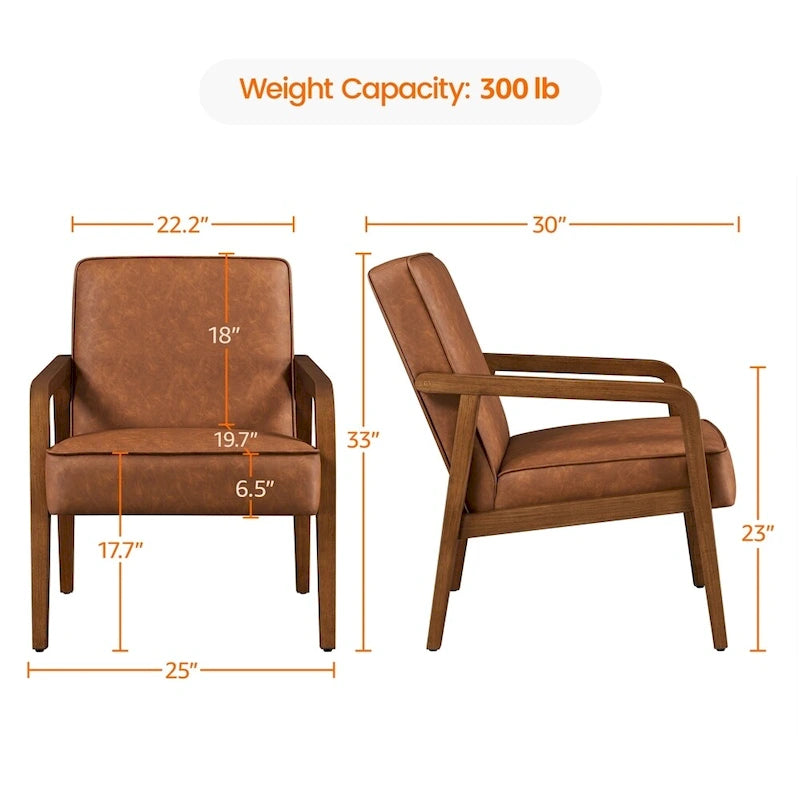Fauteuil d'appoint rembourré en similicuir moderne