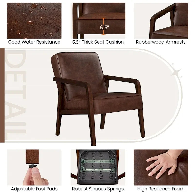 Fauteuil d'appoint rembourré en similicuir moderne