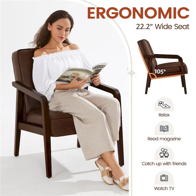 Fauteuil d'appoint rembourré en similicuir moderne