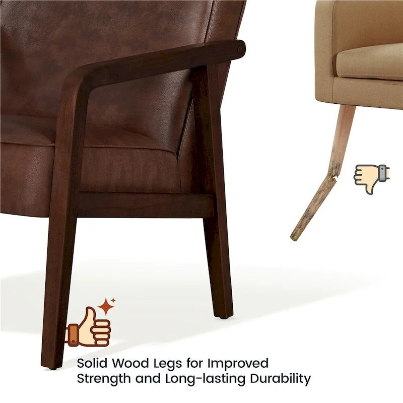 Fauteuil d'appoint rembourré en similicuir moderne