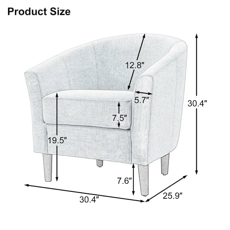 Fauteuil d'appoint moderne rembourré avec pieds en bois