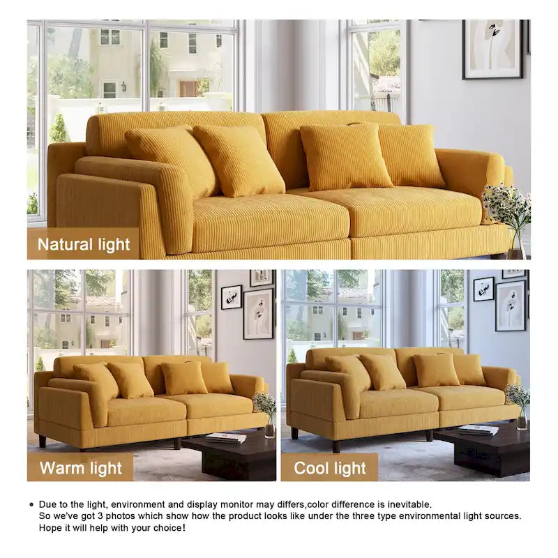 Canapé de 90 pouces avec assise profonde, confortable pour le salon
