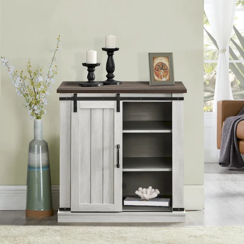 Meuble TV compact de 32 po avec porte de grange, pour téléviseurs jusqu'à 40 po de largeur